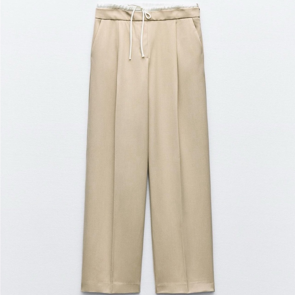zara double waist wide leg pants size xs
